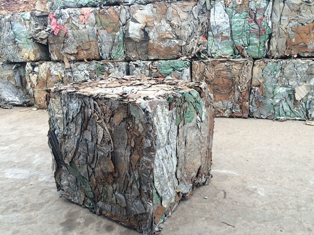 Bundle of Galvanized Iron Sheets material in the sell melting trade context